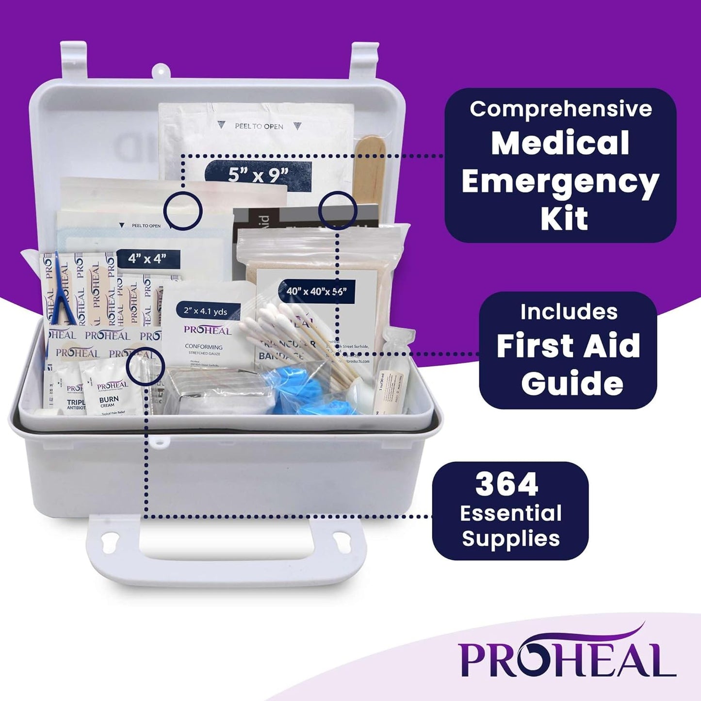 100 Person OSHA Compliant First Aid Kit for Businesses, Vehicles, Trucks, Construction Site - Type III, ANSI Class A Emergency Kit - 364 Piece Essential First Aid Supplies