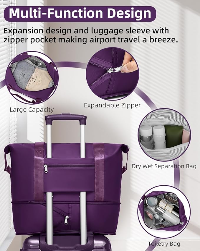 LARVENDER Carry on Luggage 22x14x9 Airline Approved, 20 Inch Hardside Suitcase with Wheels TSA Lock, PC+ABS Lightweight Carry on Suitcases for Women and Men, Purple (20/DB/TB)