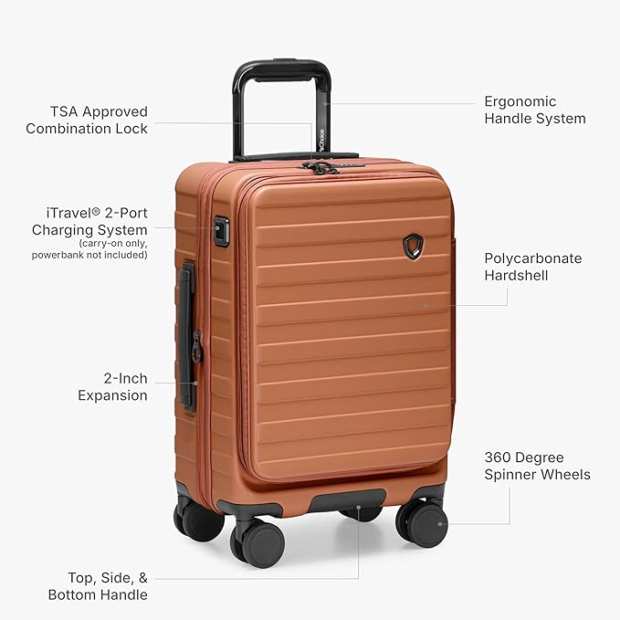 Traveler's Choice Novia Top Opening Expandable Polycarbonate Luggage with Spinner Wheels, Autumn Leaves, 25-Inch Medium