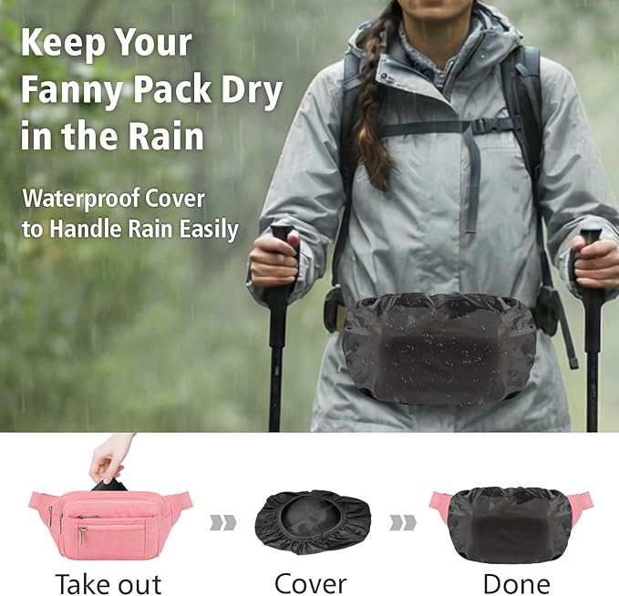 Packism Fanny Packs for Women Men - 6 Pockets Large Crossbody Waist Bag with Adjustable Strap Belt Bag for Travel Running Hiking
