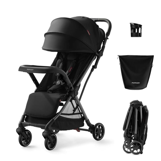 Momcozy ClickGo Lightweight Stroller, Compact Travel Stroller for Airplane with One-Click Fold, Baby Stroller and Toddler Stroller with Large Canopy for Kids from 0 Months, Extendable UPF50+ Canopy
