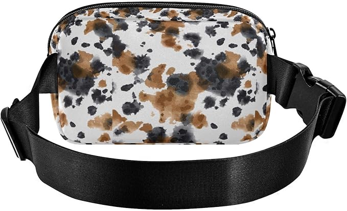 Brown Black Cow Print Fanny Pack for Women Men Water Resistant Fashion Waist Packs with Adjustable Strap Belt Bag for Travel Workout Jogging Hiking 21219298