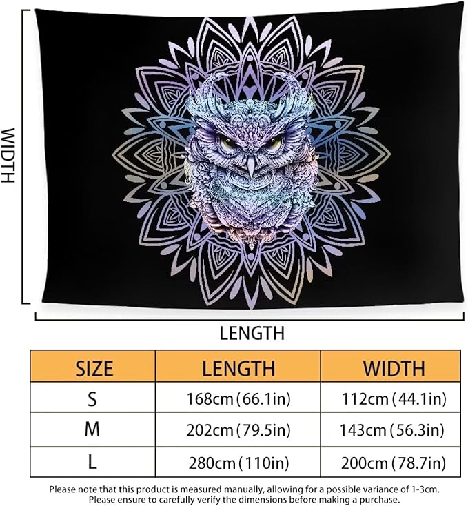 Beach Towel for Women Wen, Quick Dry, Sand Free - Absorbent Compact, Lightweight Beach Bathing Towels for Swimming Pool Camping Medium (202x143cm, 79x56IN) Mandala Owl Pattern Print