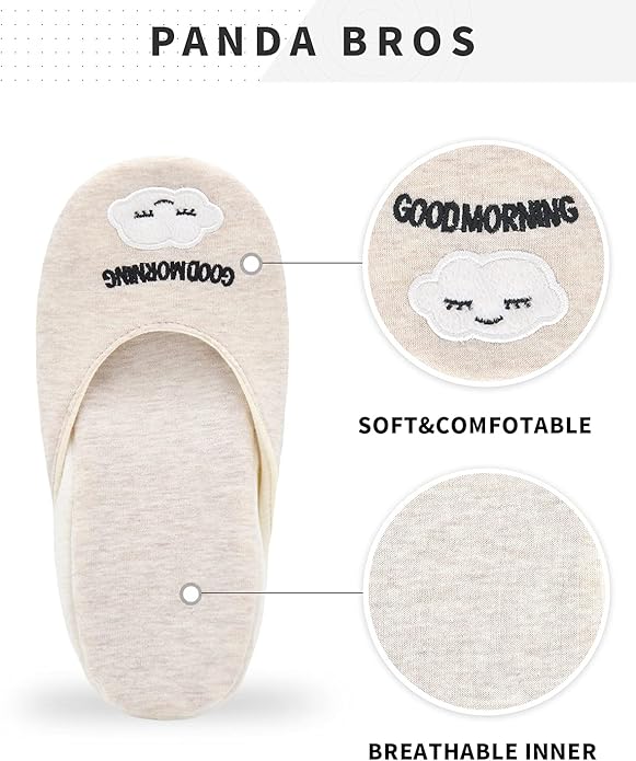Panda Bros Women's Ballerina House Slippers,Anti-Skid Comfy Warm Ballet Style Slippers