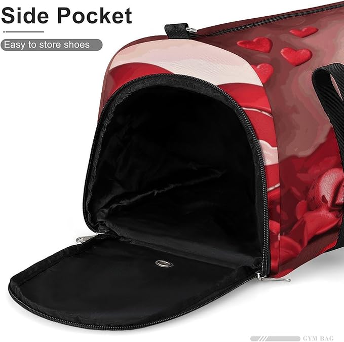 Oxford Cloth Happy Valentine's Day1 Gym Bag,Duffle Bag with Shoes Compartment And Adjustable Shoulder Straps，Weekender Bags for Men Women.