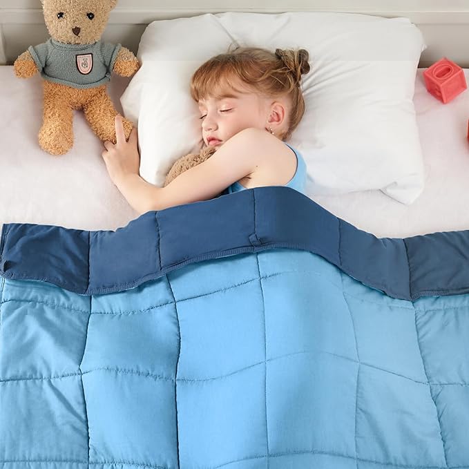 yescool Blue Weighted Blanket 10 Pounds Twin Cooling Weighted Lap Blanket, Heavy Blankets for Sleeping, Weighted Throw Blanket Gifts for 80-110lbs, 40" x60