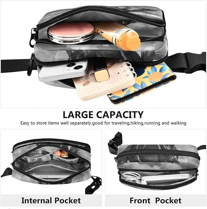Black Horse Running in Beach Fanny Pack for Women Men Water Resistant Fashion Waist Packs with Adjustable Strap Belt Bag for Travel Workout Jogging Hiking 21220146