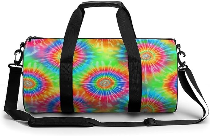 Unisex Foldable Gym Bag Tie Dye Blue Lightweight Travel Sports Bag Workout Yoga Dance Bags Overnight Weekender Bags
