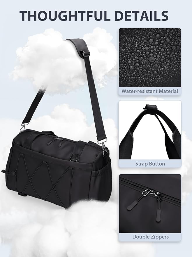 Small Gym Bag for Women with Yoga Mat Holder and Wet Compartment, Mini Gym Duffle Bag Yoga Bag with Water Bottle Pocket for Workout Travel, Black