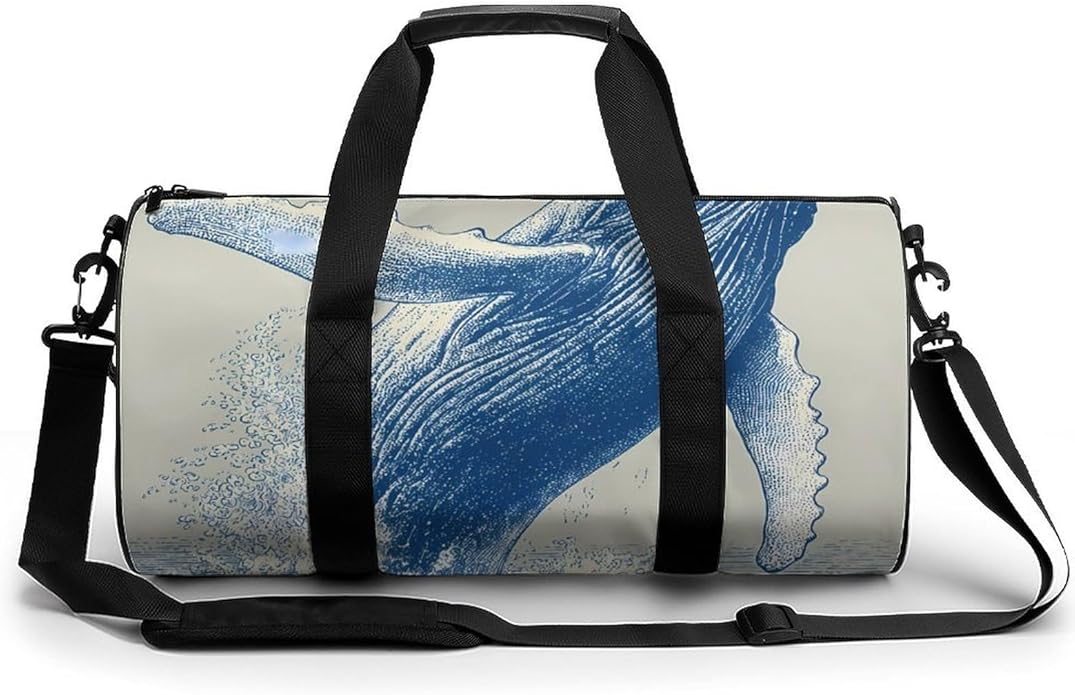 Japanese Whales Jumping Mens Gym Bag for Women Sports Duffle Weekender Bags Travel Handbag Carry On