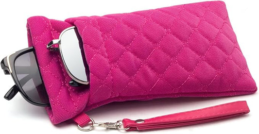 Face Shadow Double Glasses Case Soft Eyeglass Case For Women Men Squeeze Top Sunglasses Case With Cleaning Cloth