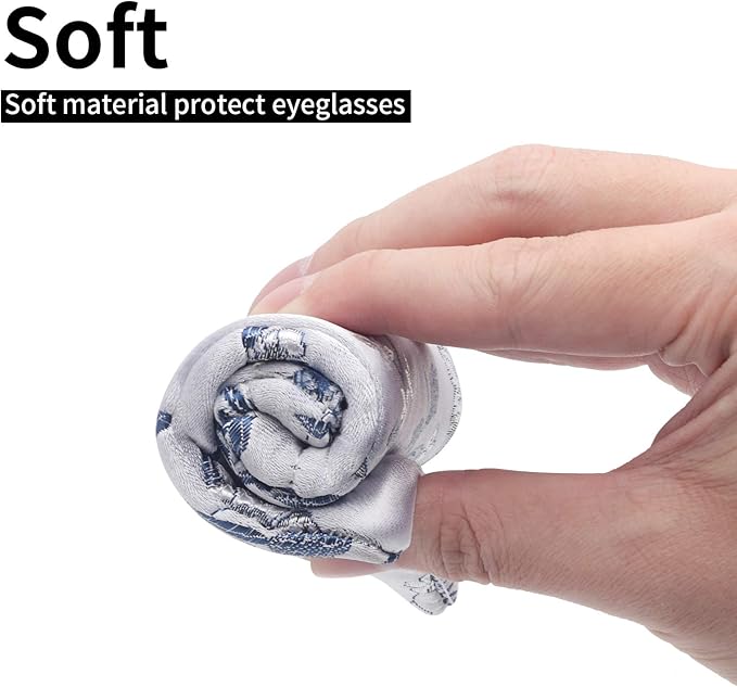 Face Shadow Double Glasses Case Soft Eyeglass Case For Women Men Squeeze Top Sunglasses Case With Cleaning Cloth