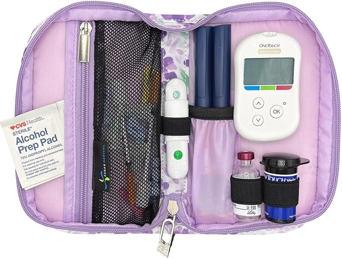 Sugar Medical Diabetes Supply Case |Diabetic Care Products | Diabetic Supplies Travel Organizer | Diabetic Supply Bag | Glucose Meter Kit | Diabetic Bags for Supplies | Glucometer Case (Tessa Floral)