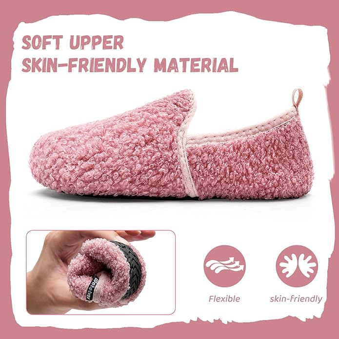 WateLves Kids Toddler Slippers Girls Boys Slip on House Shoes Lightweight Anti Slip Sock Slippers Winter Indoor Outdoor Walking Shoes
