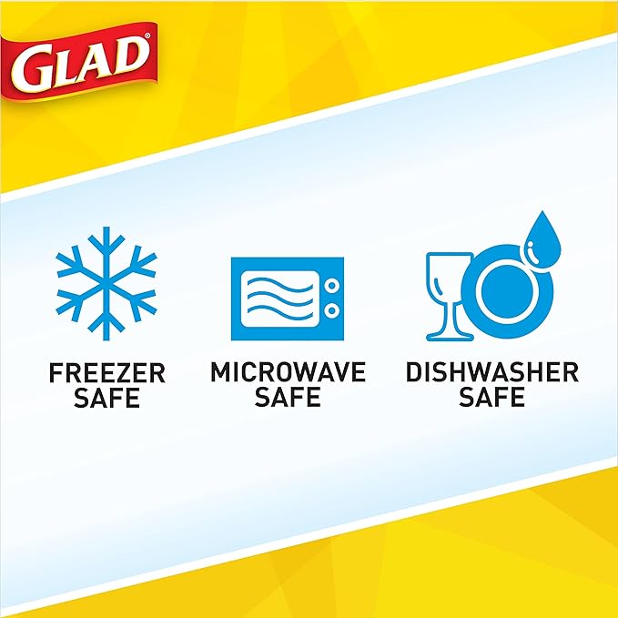 Glad GladWare Design Series Food Storage Containers with Lids, Medium Rectangle BPA Free Plastic for Meal Prep and Lunches, Tight Seal, Microwave and Dishwasher Safe, 24 Oz, 4 Count - 6 Pack