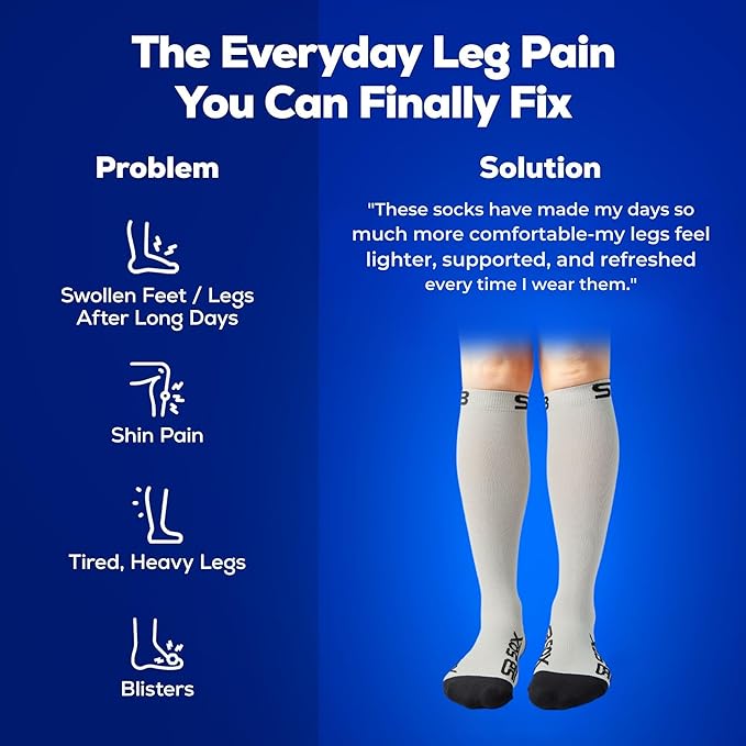 SB SOX Lite Compression Socks for Men & Women (15-20mmHg) – Best Compression Socks for Travel, Sports, and Daily Wear - XXL Sizes too!