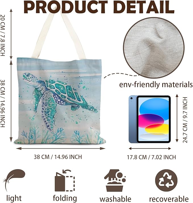 FBB Ocaen Beachy Ocean Sea Fish Reusable Grocery Shopping Bag