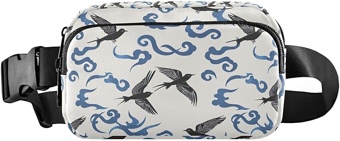 Swallows Bird Cloud Fanny Pack for Women Men Water Resistant Fashion Waist Packs with Adjustable Strap Belt Bag for Travel Workout Jogging Hiking 21220401