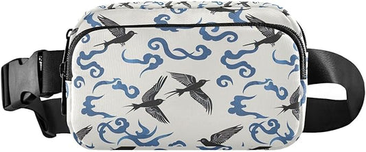Swallows Bird Cloud Fanny Pack for Women Men Water Resistant Fashion Waist Packs with Adjustable Strap Belt Bag for Travel Workout Jogging Hiking 21220401