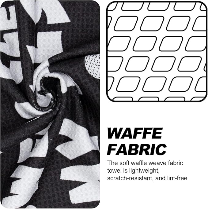 Magnetic Golf Towel, Microfiber Waffle Design with Clip - Industrial Strength Magnet for Strong Hold to Golf Bags, Carts & Clubs (Clean Balls)