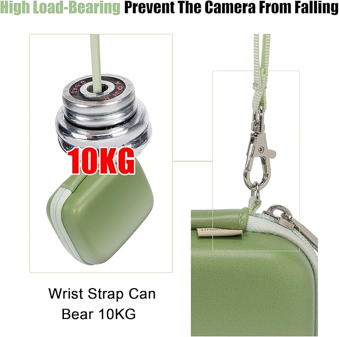 Cwatcun Carrying & Protective Case for Digital Camera, Small Camera Pouch for AbergBest 2.7" LCD Kodak Pixpro/Canon PowerShot ELPH 180/190 / DSCW830 Travel Cameras, Water-resistant Case - Green