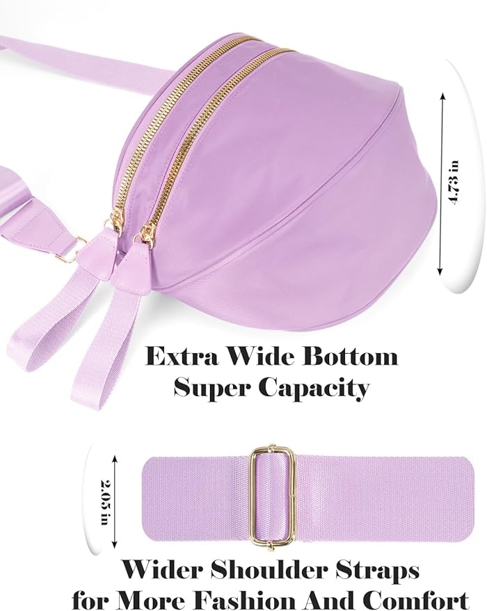 Pure Colour Crossbody Bag Bum Bag for Women,Spacious Purse Fanny Packs Belt Bag,Oversized Bum Bag (Colour Bum Bag-Light Purple)