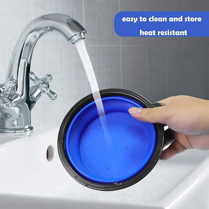 3 Pack Collapsible Dog Bowl Travel Portable Pet Bowls [34oz,1000ml],Expandable Foldable Food Water Feeding Dishes for Traveling Hiking Walking,with Carabiners [Black,Blue,Green]