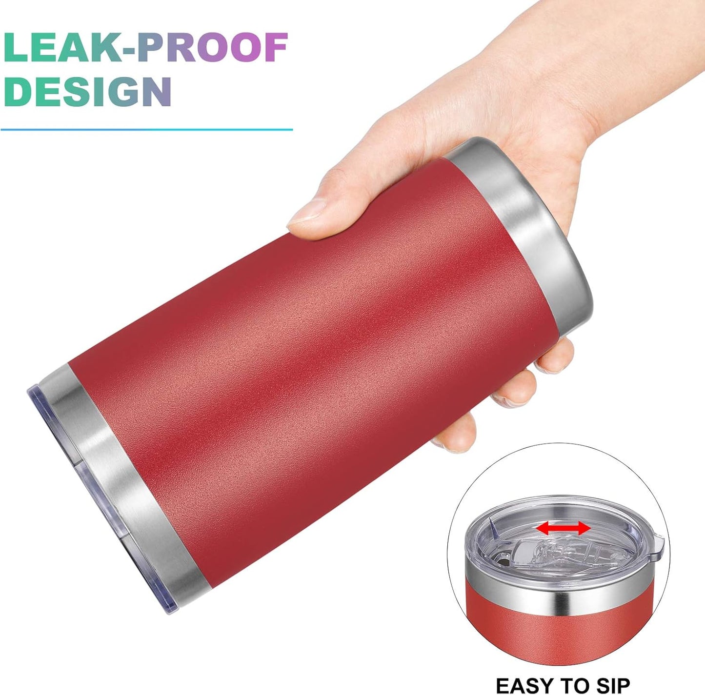 VEGOND 20oz Tumbler with Lid and Straw Stainless Steel Tumbler Cup Vacuum Insulated Double Wall Travel Coffee Mug Powder Coated Coffee Cup(Powder Red 1 Pack)