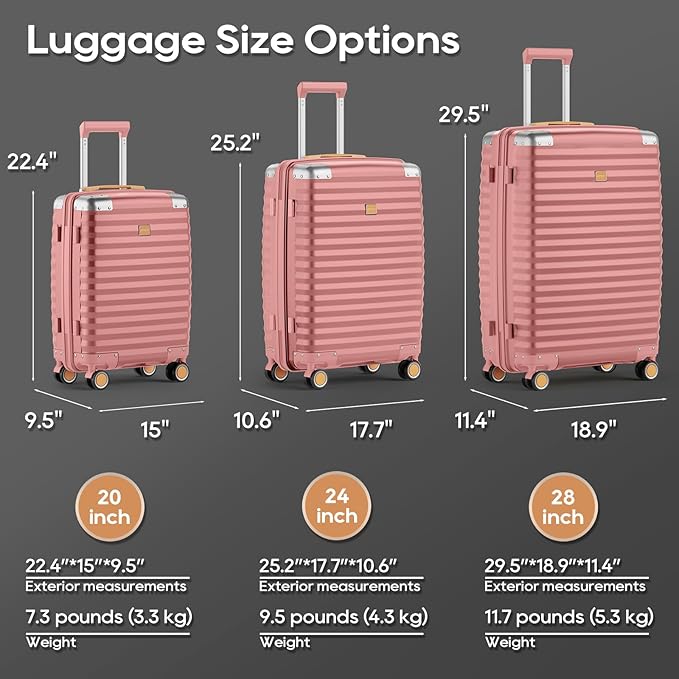 Joyway Luggage Set 3-Piece PP Hardshell Luggage with TSA Lock & Spinner Wheels – Lightweight Suitcase Set with Corner Protectors for Effortless Travel