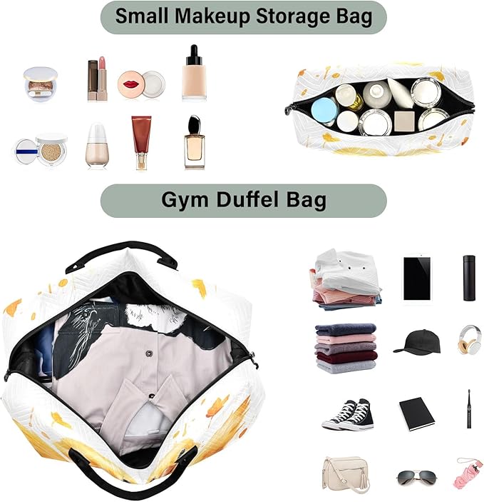 Travel Duffle Bag, Yellow Duck Gym Bag with Storage Bag Weekender Overnight Bag for Men Women Trip Sports Yoga