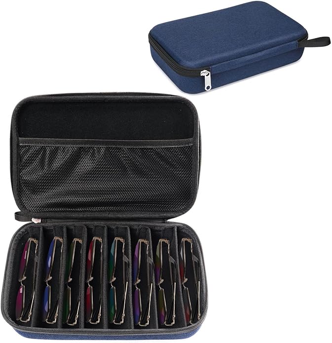 Bukere Travel Sunglasses Organizer Case Adjustable Slot For Multiple Eyeglasses Hard-shell Portable Storage Box for Men Women