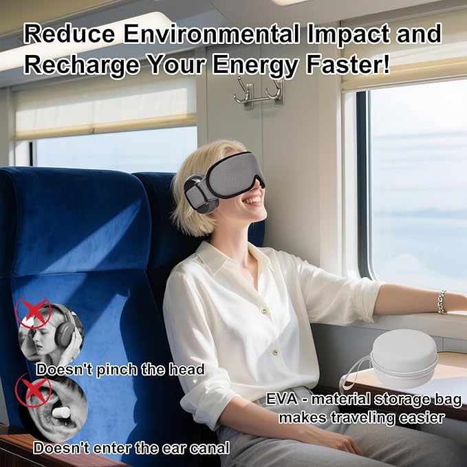 Ear Muffs Eye Mask Set for Sleeping Noise Reduction, Noise Cancelling Earmuffs 3D Light Blocking Sleep Mask Set