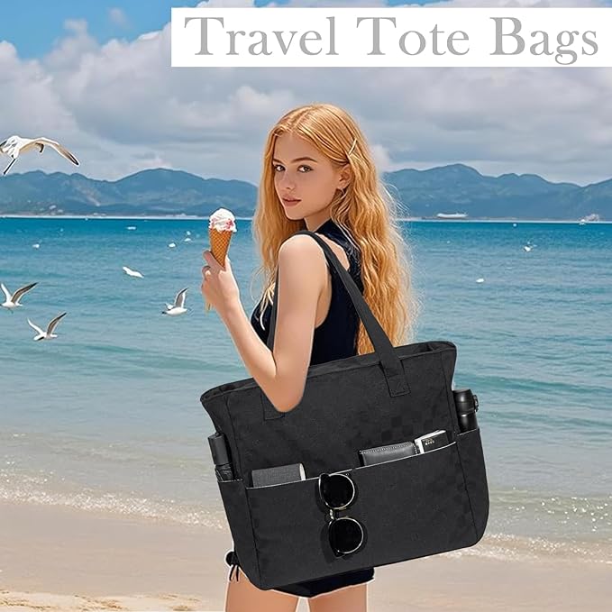 LEDAOU Beach Bag Waterproof Sandproof Women Beach Tote Pool Bag with Zipper for Swim Gym Grocery Travel with Wet Pocket | Sandproof, with Zipper, for Gym, Grocery, Travel, with Wet Pocket