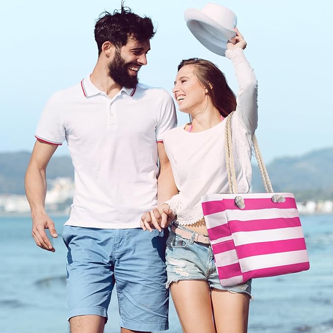 Pleneal Beach Bags For Women - Large Beach Bags with Zipper Waterproof Sandproof Swim Pool Beach Bag