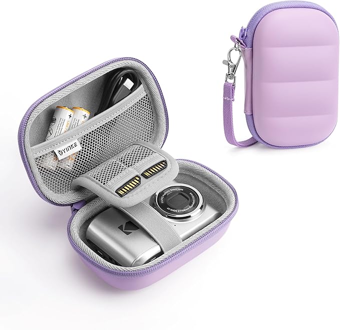 Digital Camera Case Compatible with CAMKORY DC403/ KODAK PIXPRO FZ55/ FZ45/ STUOGYUM DC402-AF, Small Hard Shell Bag with SD Card Storage for Travel (Violet)