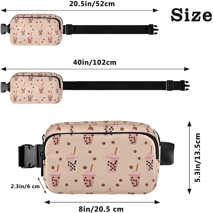 Kawaii Bubble Tea Fanny Pack for Women Men Water Resistant Fashion Waist Packs with Adjustable Strap Belt Bag for Travel Workout Jogging Hiking 21219294
