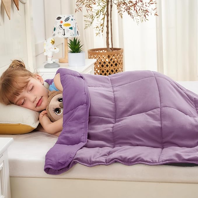yescool Purple Weighted Blanket 10 Pounds Cooling Weighted Lap Blanket, Heavy Blanket for Sleeping, Weighted Throw Blanket Gifts for 80-110lbs, 40" x60