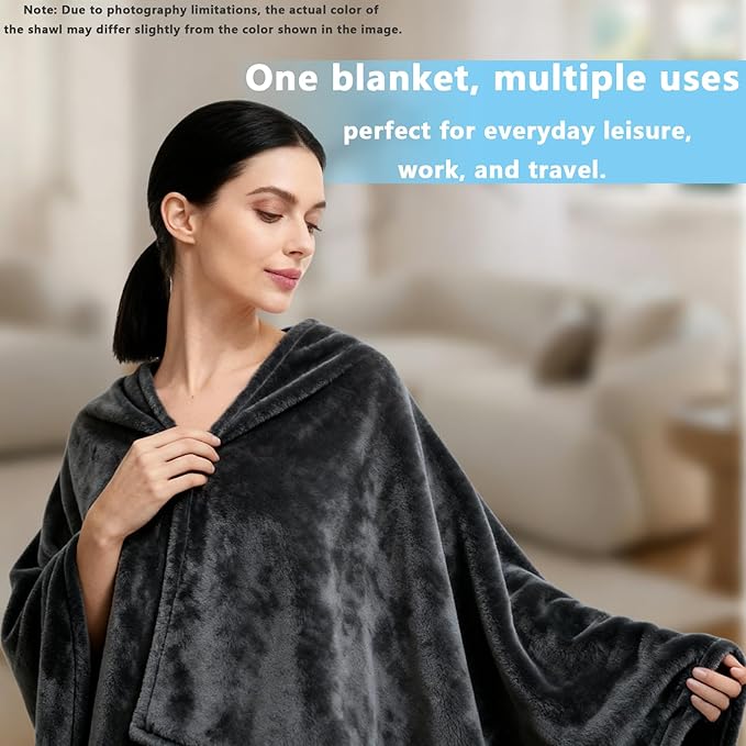 Ponchos for Women, Comfy Wearable Blanket, Gifts for People Who are Always Cold, Winter Shawl for Home, Office, Travel