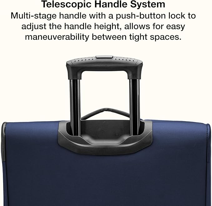 U.S. Traveler Anzio Softside Expandable Luggage with Spinner Wheels, Navy, 22-Inch Carry-on