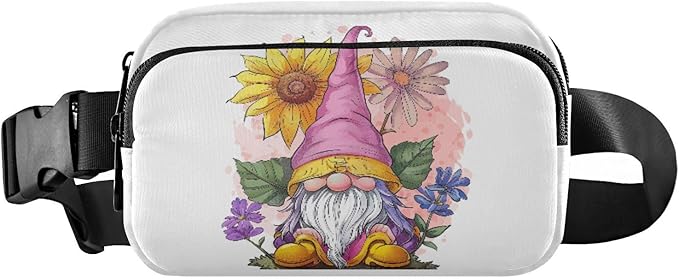 Cute Gnome Sunflower Fanny Pack for Women Men Water Resistant Fashion Waist Packs with Adjustable Strap Belt Bag for Travel Workout Jogging Hiking 21218865