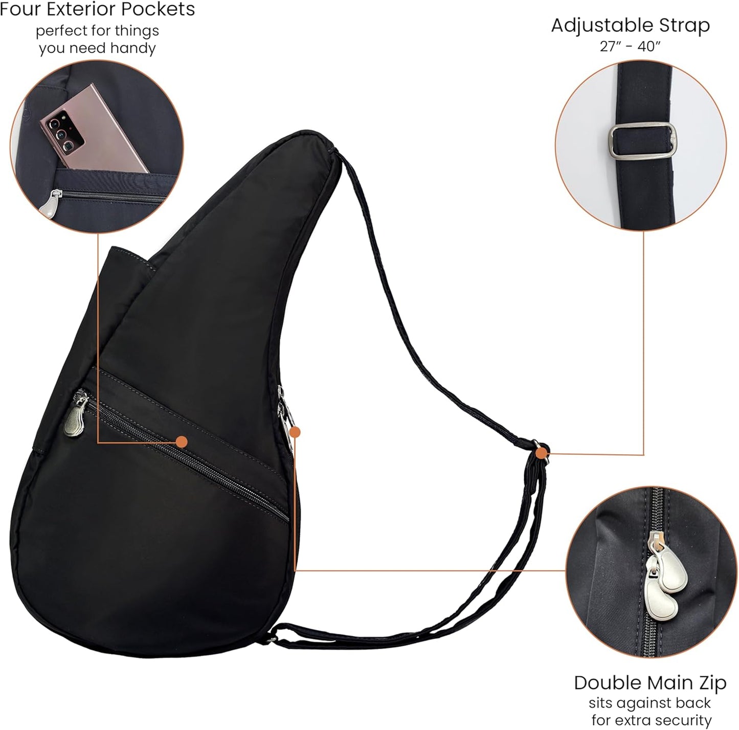 AmeriBag 17" Microfiber Crossbody Sling Healthy Back Bag