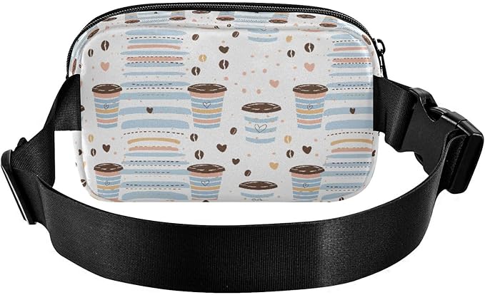 Kawaii Coffee Beans Fanny Pack for Women Men Water Resistant Fashion Waist Packs with Adjustable Strap Belt Bag for Travel Workout Jogging Hiking 21219218