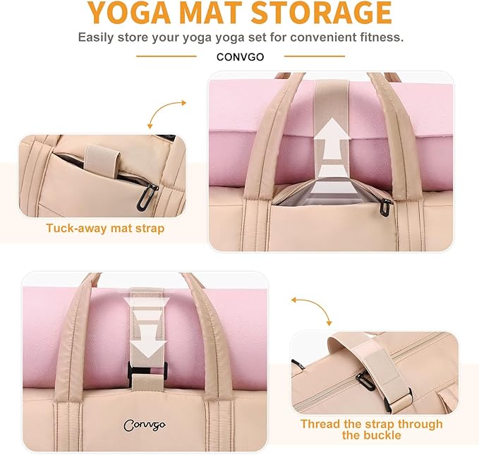 20L Gym Bag for Women, Medium Sport Duffel Bag with Yoga Mat Strap,Wet Pocket, Water-Resistant Adjustable Strap for Gym Yoga, Pink