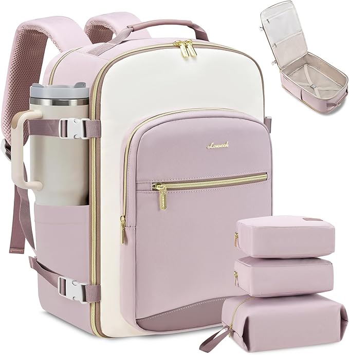 LOVEVOOK 50L Travel Backpack for Women & Men, Airline Approved Carry On Luggage with 3 Packing Cubes, TSA Overnight Bags, Waterproof Personal Item Bag, Weekender Essentials Backpacks fits 17" Laptop