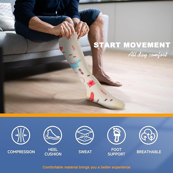 bropite Flora Compression Socks for Women & Men-Knee high 6 Pairs 20-30mmhg Support Running Nurse Travel