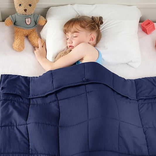 yescool Navy Weighted Blanket 7 Pounds Cooling Weighted Lap Blanket, Heavy Blanket for Sleeping, Weighted Throw Blanket Gifts for 60-80lbs, 40"x60"