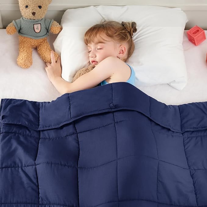yescool Navy Weighted Blanket 10 Pounds Twin Cooling Weighted Lap Blanket, Heavy Blanket for Sleeping, Weighted Throw Blanket Gifts for 80-110lbs, 40" x60