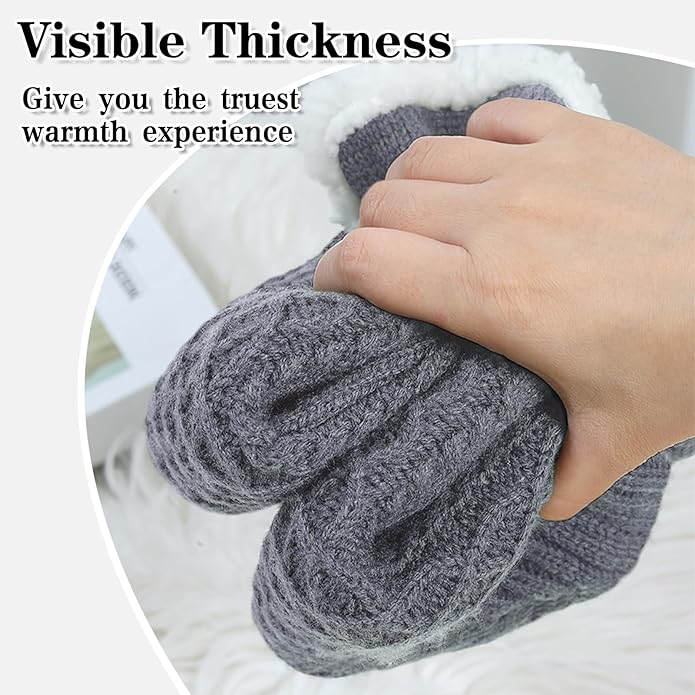 Warm Slipper Socks for Women Indoor Soft Cozy House Sock Shoes Non-Slip Knitted Socks Fuzzy Thermal House Slippers