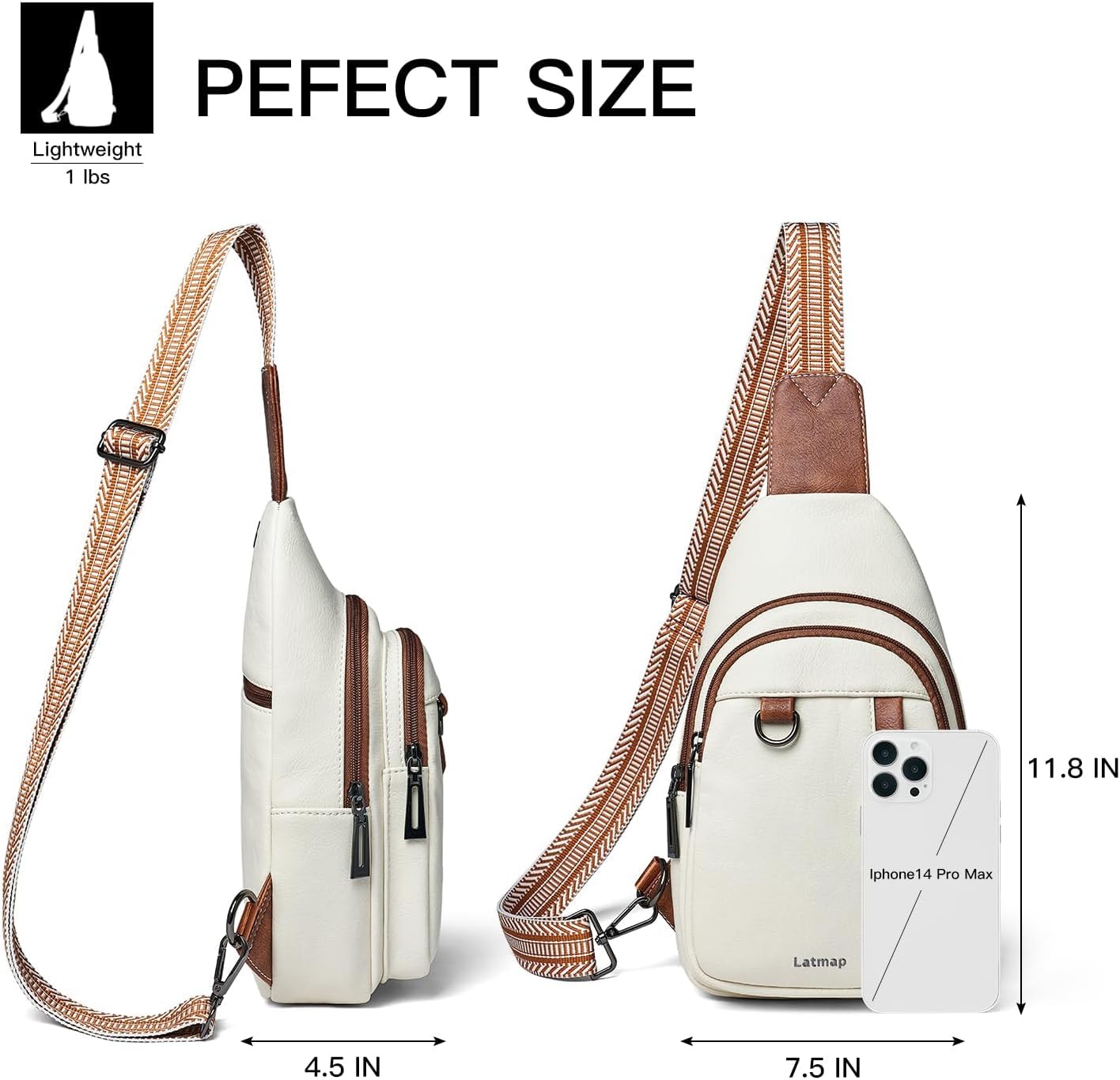 7L Sling Bag for Women Men Leather Small Sling Backpack Daypack Anti Theft Fanny Pack Crossbody Purse Travel