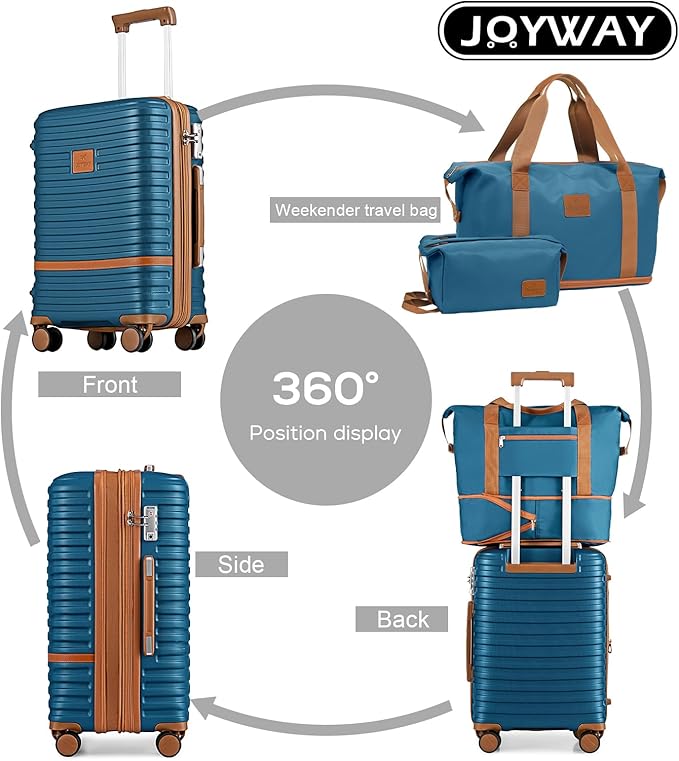 Joyway 24 Inch Checked Luggage, Expandable Suitcase with Spinner Wheel, 3 Piece Hard Shell Luggage Set with TSA Lock(Navy Blue)